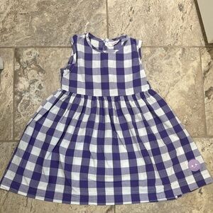 Like New Size 5 Smiling Button Purple and White Checkered Dress
